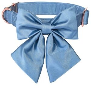 Elegant Blue Dog Collar with Bow